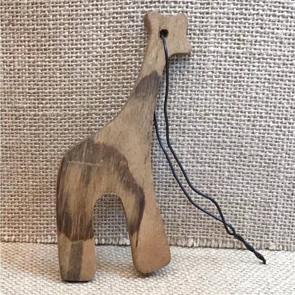 Wood Giraffe Ornament Christmas Holiday Rustic Farmhouse Primitive Safari - Picture 2 of 4